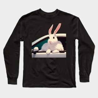 A Bunny Rabbit Feeling the Wind in a Car Long Sleeve T-Shirt